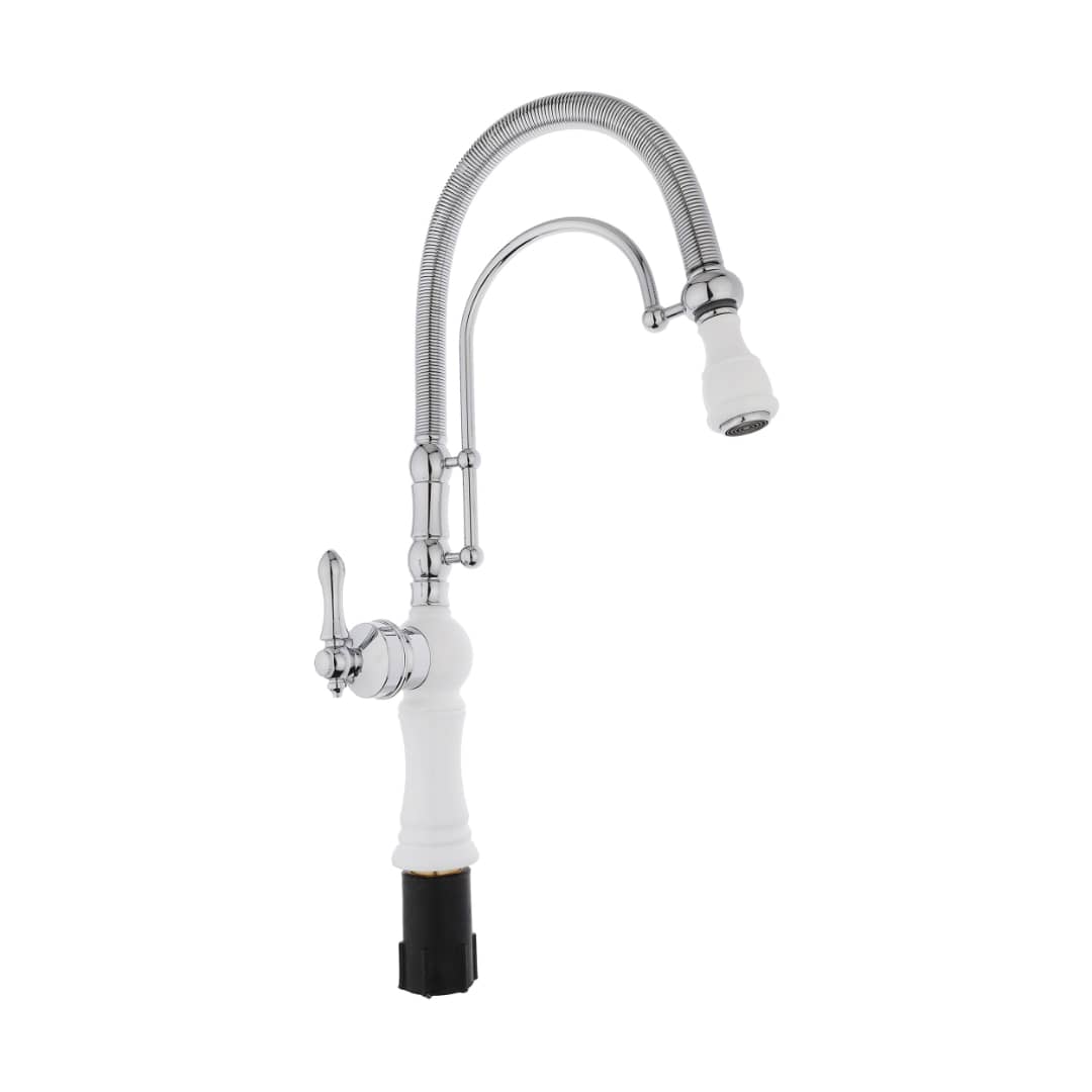 IMG-20250223-WA0082 شیر آشپزخانه فنری تک منظوره مدل ژاوین سفید کروم ویان - تصویر 1